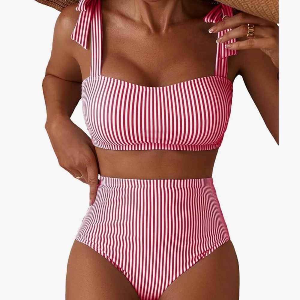 Striped Pink Bikini Set